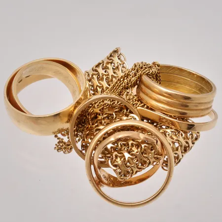 Diverse defekt guld, 18K, 57g.