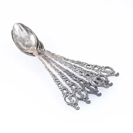 Sex moccaskedar längd 103mm, silver 830/1000 46,5g. 