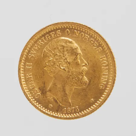 Mynt Oscar II år 1876, Ø18mm, 21,6K Vikt 4,5g Vikt: 4,5 g