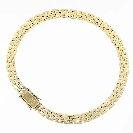 Armband Korridorlänk längd 19,3cm bredd 5mm 14K.  Vikt: 10,3 g