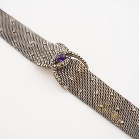 Armband m lila sten och markasiter, 19cm, bredd 24mm Vikt: 50 g