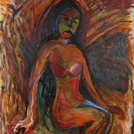 Tavla, Erland Cullberg, olja på duk, sittande kvinna signerad, ca 100x80cm, ej ramad. Specialfrakt, kontakta pantbankskontoret för mer information.