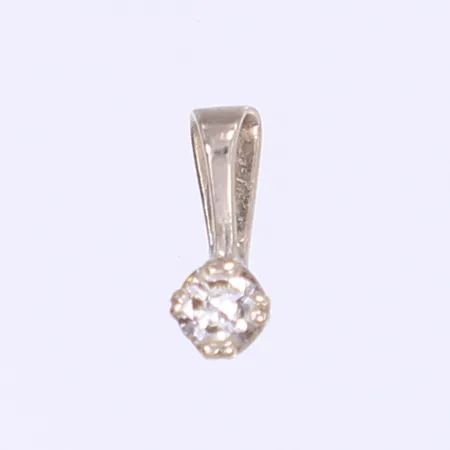 Hänge med diamant 1x ca 0,10ct, höjd 8mm, vitguld 18K Vikt: 0,3 g