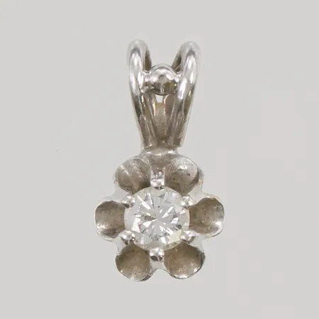 Hänge 9mm med diamant 1xca. 0,10ct, vitguld, 18K, 0,5g.