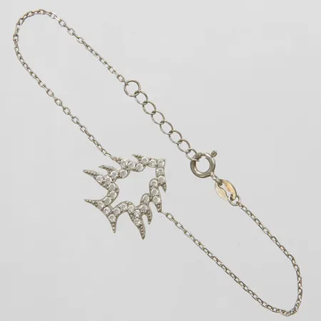 Armband med integrerat hänge, vita stenar, längd 18cm, bredd 17mm, italienska stämplar, 925/1000 silver Vikt: 2,4g Vikt: 2,4 g