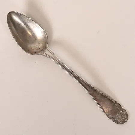 Tesked modell Gammal Fransk, längd 145mm, gravyr, kraftigt slitage, silver 830/1000 Vikt: 16,1 g