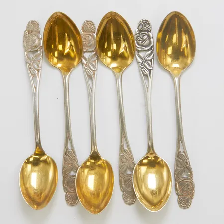 6 Teskedar, längd 11,5cm, finska stämplar, monogramgravyr, 813/1000 silver Vikt: 52,6g Vikt: 52,6 g