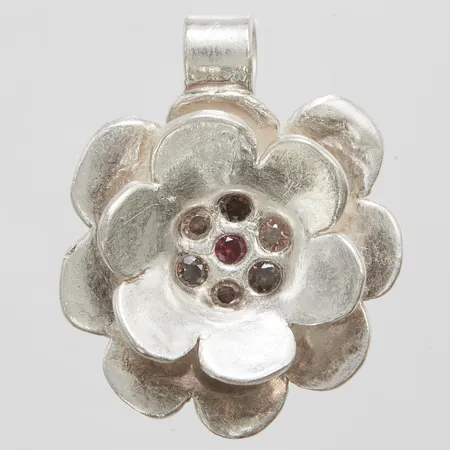 Hänge blomma med stenar, längd 38mm, 999/1000 silver Vikt: 14,2g Vikt: 14,2 g