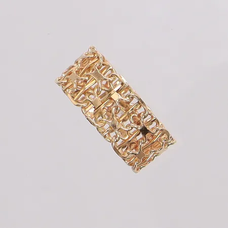 Ring X-länk stl:18¾, bredd 9,1-9,2mm, ostämplad, 18K Vikt: 3,7 g