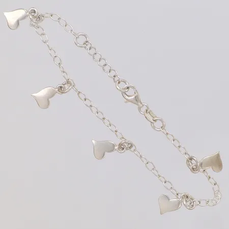 Armband med hjärtan längd 16,5-18,5cm, GHA, silver 925/1000 Vikt: 3,9 g