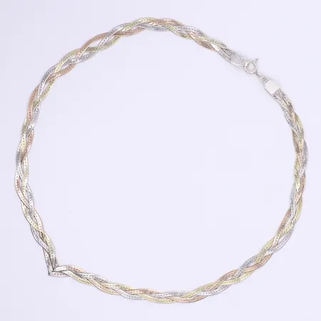 Halscollier flätad modell 44,5cm bredd 6-9mm 925/1000 silver   Vikt: 14,2 g