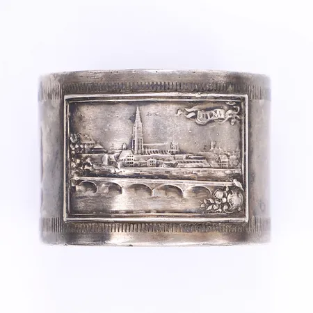 Servettring med motiv av Tyska staden Ulm Ø48mm gravyr nysilver