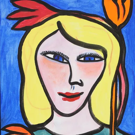 Tavla Ulrica Hydman Vallien "Porträtt av flicka med tulpaner", olja på duk, signerad, titulerad och daterad 2006 a tergo, 40x50cm, mindre ytfel. Specialfrakt, kontakta pantbankskontoret för mer information.