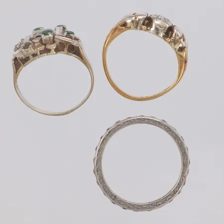 3 Ringar, stenar, defekt, 18K Vikt: 8,7 g