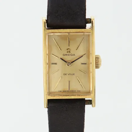 Damur Omega De Ville 18K , manuell, 24x14mm, läderband ej original, inga tillbehör