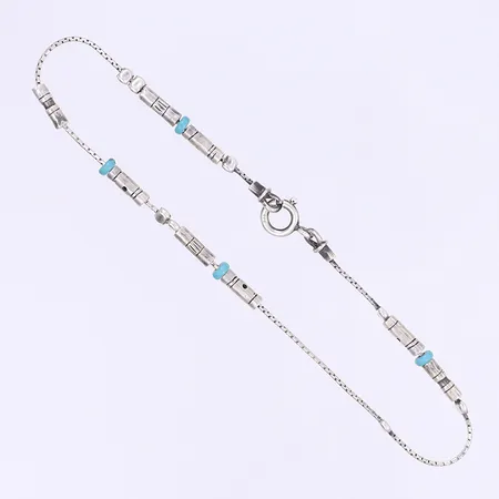 Fotlänk med blå stenar 25cm bredd 1-4mm 925/1000 silver Vikt: 6,1 g