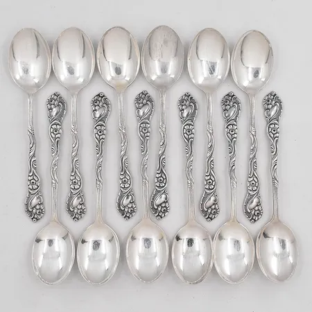 12 Kaffeskedar modell Amsterdam längd 11,5cm MAB silver 830/1000 Vikt: 172,4 g