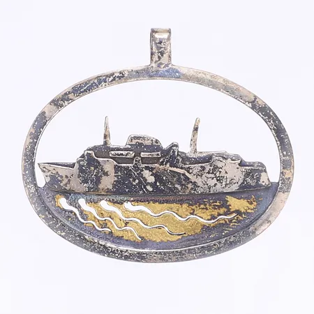 Hänge fartyg "Stena Danica" 34x39mm delvis förgyllt silver 925/1000 silver Vikt: 5,6 g