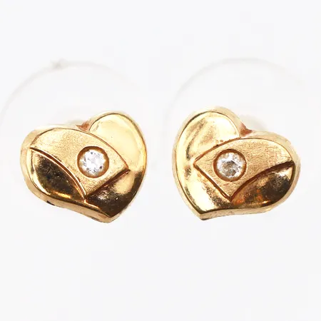 Ett par örhängen, bredd:8mm, utan lås, 18K. Vikt: 0,6 g