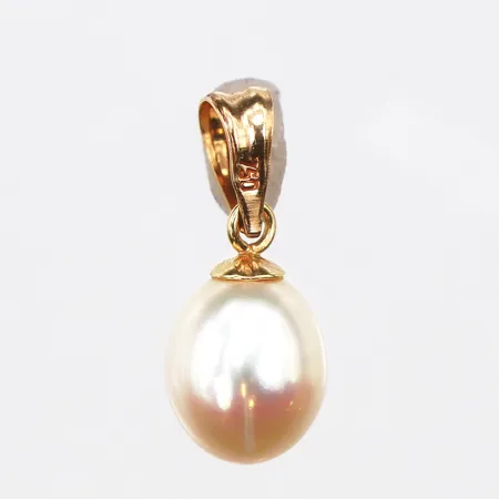 Hänge med odlad pärla, längd:15mm, 18K. Vikt: 0,7 g
