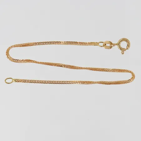 Armband Rävsvans längd 17,5cm bredd 1,5mm skadad/bucklig 18K.  Vikt: 1,8 g