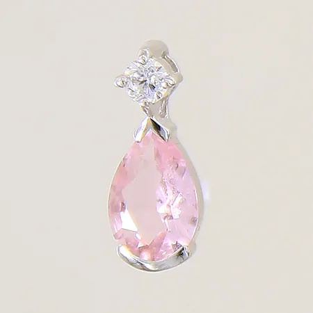 Hänge med vit och rosa sten GHA 15x6mm silver 925/1000 Vikt: 1,1 g