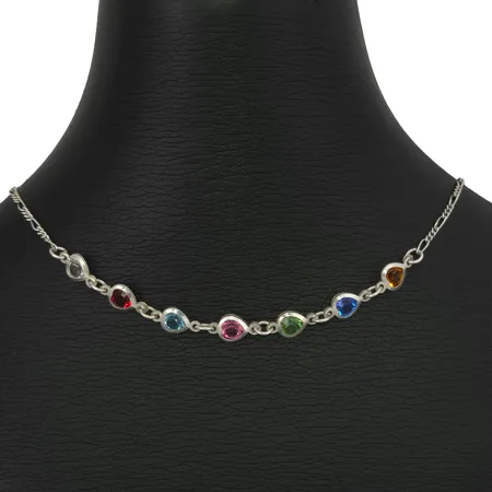 Halsband silver 925/1000 färgade stenar, längd 38,5 cm, bredd 6,5 mm, tillverkarstämpel CCC, fint skick Vikt: 4,4 g