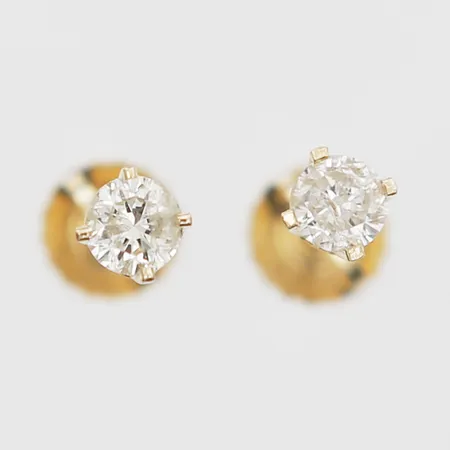 Örhängen med diamanter 2 x ca 0,16ct piqué, Ø4mm, skruvlås, nagg på stenar, 14K.  Vikt: 0,6 g