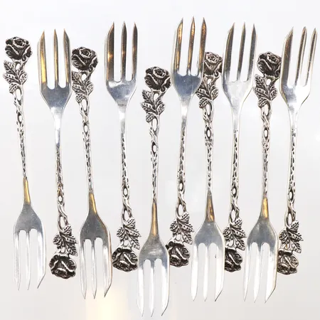 10 Gafflar, längd:12,5cm, 830/1000 silver. Vikt: 143,2 g