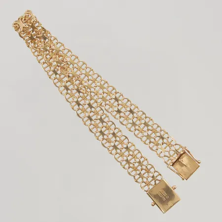 Armband X-länk med stav 20cm bredd:10,5mm 18K 14,7g.