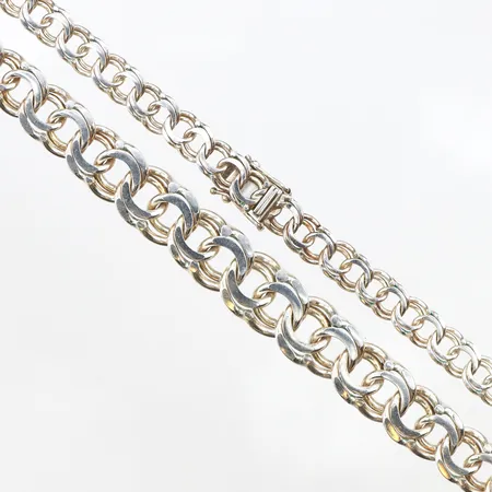 Collier doserad Bismarck, längd:45cm, bredd:6,8-11,8mm, 925/1000 silver. Vikt: 34,9 g