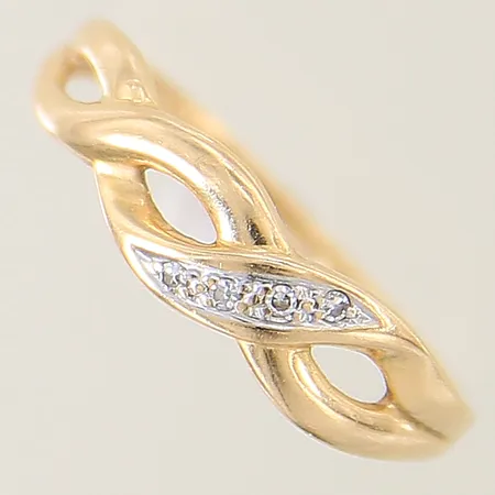 Ring med diamanter 4 x ca 0,007ct stl:16½ bredd:1-5mm 18K Vikt: 1,5 g