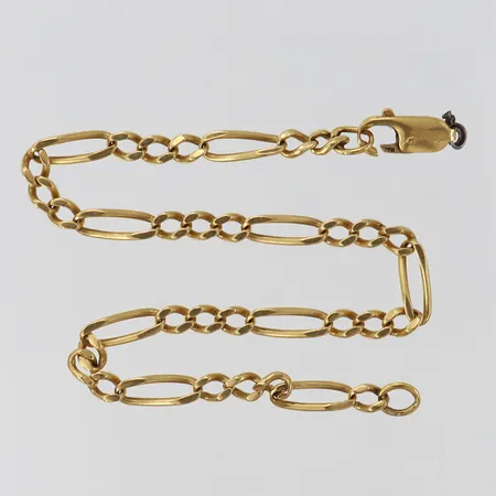 Armband Figaro längd 20cm bredd ca 3,5mm defekt lås 18K Vikt: 6,4 g