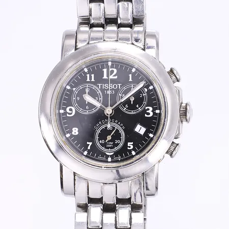 Herrur Tissot 1853 Ø40mm, quartz, datum, kronograf, T162/262, SKS-HA-14833, stållänk, bruksslitage, går ej behov av batteribyte, inga tillbehör