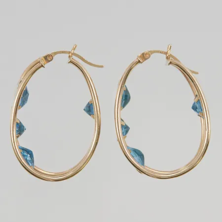 Örhängen 3cm med blåa stenar 14K 5,3g.