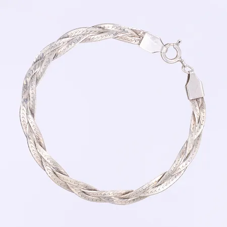 Armband flätad modell 18cm bredd 6mm 925/1000 silver  Vikt: 6 g