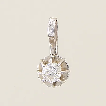 Hänge med diamant 0,14ct enligt gravyr 11x6mm vitguld 18K  Vikt: 0,4 g