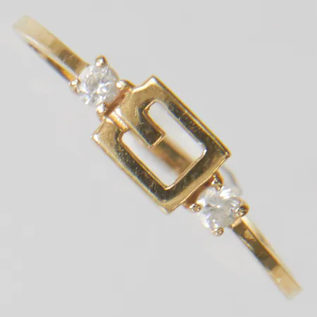 Ring med vita stenar, skadad, 14K Vikt: 0,6g Vikt: 0,6 g