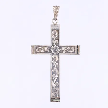 Hänge kors med blomma 66x34mm 925/1000 silver Vikt: 6,2 g