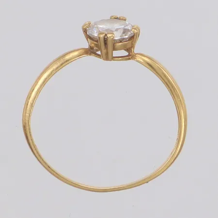 Ring med sten stl:16¾, bredd 7mm, skadad, skev, 18K Vikt: 1,4 g