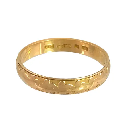 Ring, 18K guld, slitage, gravyr Vikt: 4,3 g