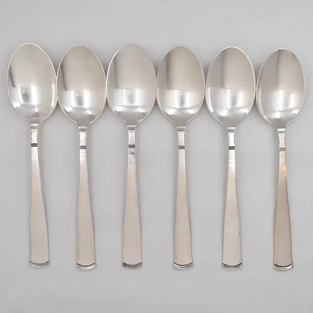 6 Matskedar modell Rosenholm längd 20cm silver 830/1000 Vikt: 331,9 g