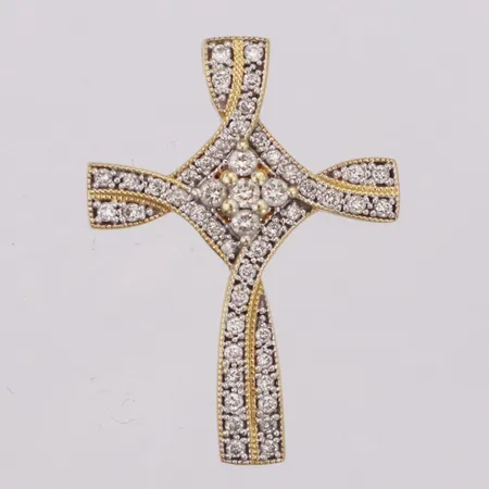 Hänge kors med diamanter totalt 0,51ct längd 30mm inkl ögla bredd 22mm, Albrekts Guld 18K Vikt: 4,7 g