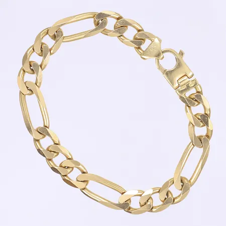 Armband Figaro 20cm bredd 9mm 18K  Vikt: 36,2 g