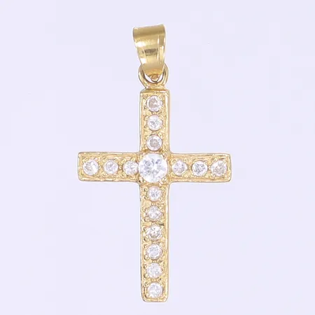 Hänge kors med vita stenar 33x19mm 18K Vikt: 2,1 g
