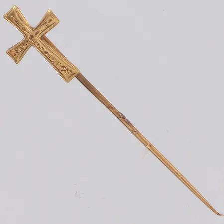 Kragnål med kors, defekt spets, 18K Vikt: 0,7 g