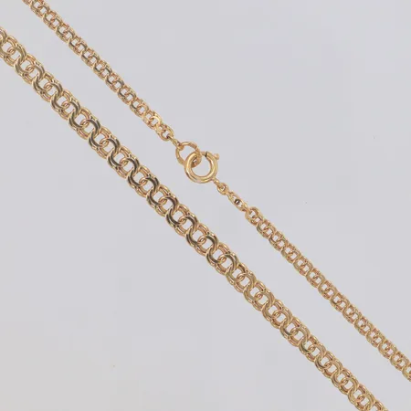 Collier doserad Bismarck längd 43cm, bredd 3-4,9mm, trasigt lås, 18K Vikt: 9,5 g