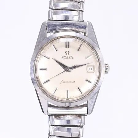 Herrur Omega Seamaster Ø33,5mm, automat, datum, stål, boettnummer 14701-2SC, cal. 562, verknummer 19071918, flexlänk JB ej original passar ej ihop med modellen, bruksslitage, i behov av nya packningar, trög krona, fungerande men troligt servicebehov, inga övriga tillbehör