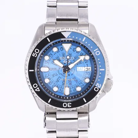 Herrur Seiko 5 Ø42mm, automat, dag/datum, stål, 4R36-13N0, 3N0476, stållänk passar handleder upp till ca 18cm, smärre slitage, inga tillbehör
