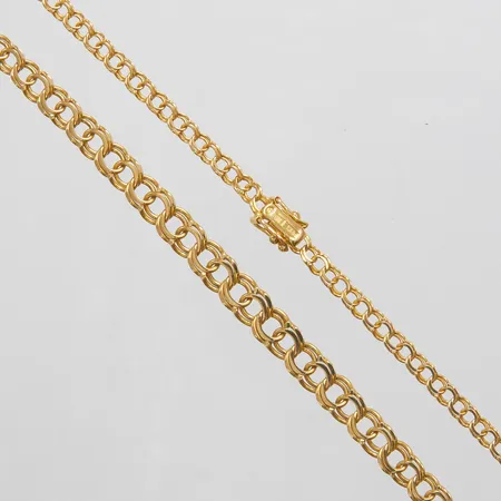 Collier Bismarck längd 43cm, bredd 3-6mm, svenska stämplar, 18K Vikt: 12,5g Vikt: 12,5 g